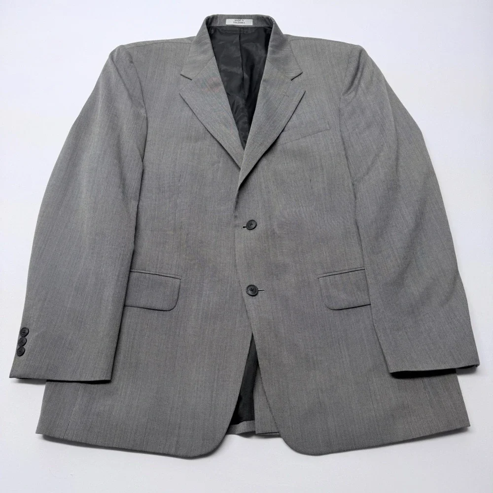 David Taylor Mens Gray Wool Blend Two Button Blazer Sport Coat Jacket 44R